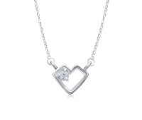 Lovely Heart Shaped Silver Necklace SPE-5445